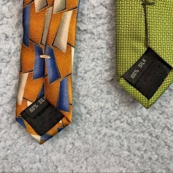 Zionetti green and orang 100% silk mens bundle ties - Picture 5 of 6